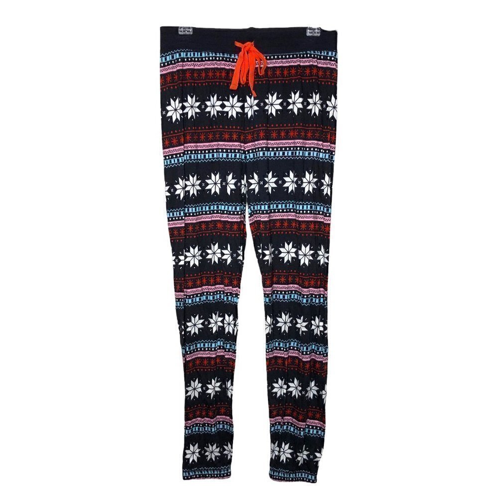 NEW - COZEY ZOE- cotton navy blue & white snowflake pajama bottoms - size small